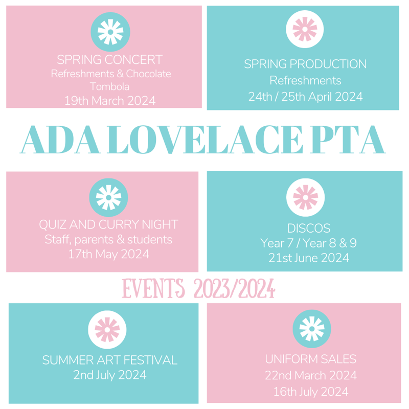 Ada Lovelace PTA Events 2023/2024